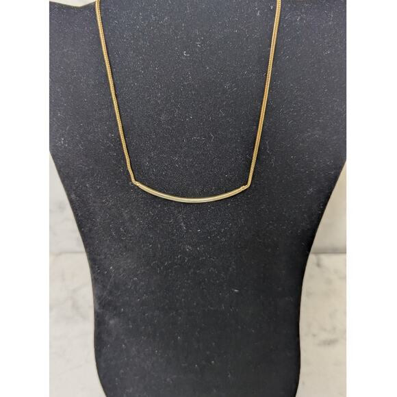 Vintage Signed gold tone Sarah Coventry bar necklace minimalism - Picture 7 of 7